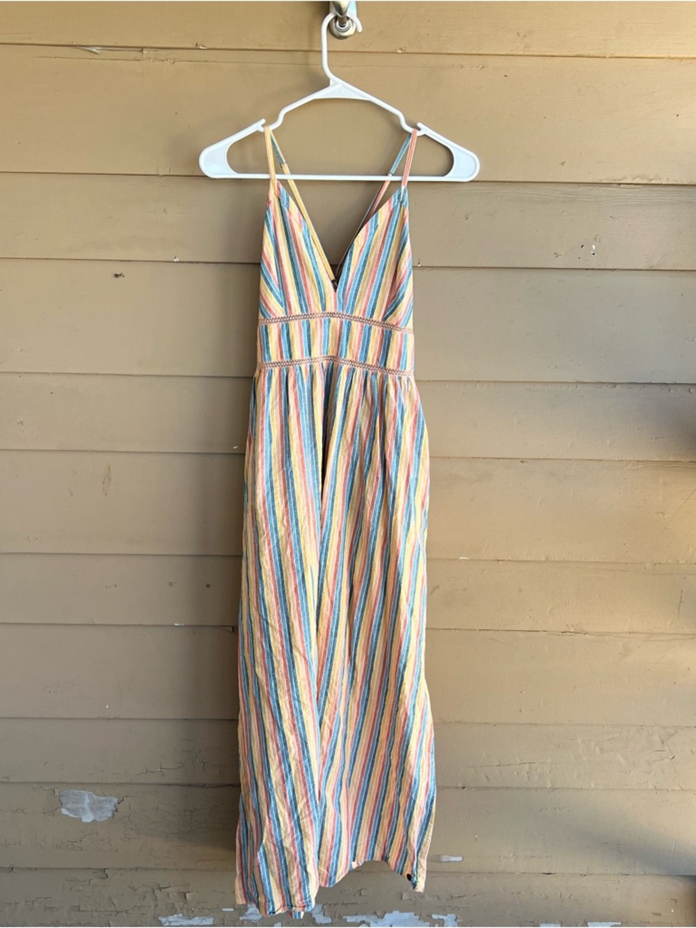 Roxy New Silver Light Striped Maxi Dress Sz M - Picture 4 of 10